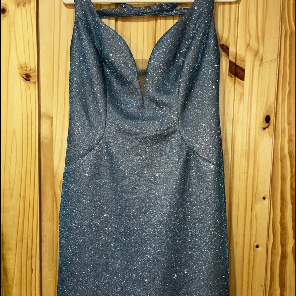Elegant Blue Glitter Dress 12/14